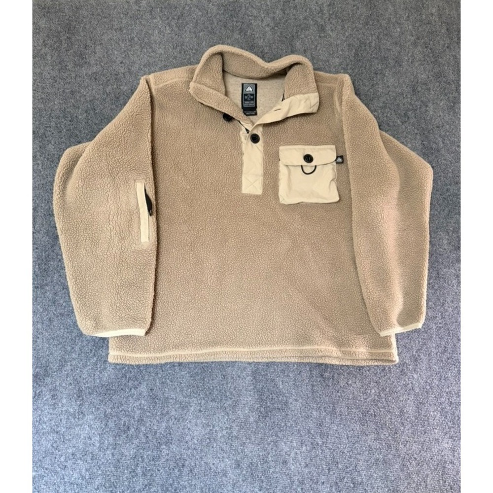 Vintage 90s Nike ACG Deep Pile Sherpa Fleece Pullover Light Brown Men's Size L